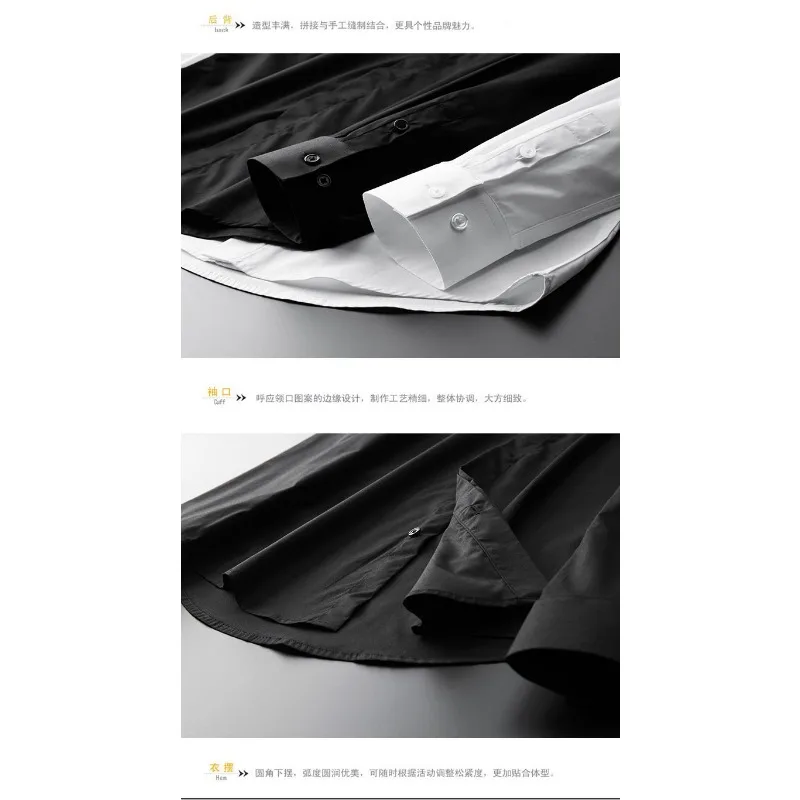 Men's clothing spring and autumn high quality heavy craft golden beads trend embroidery business fashion starry sky slim shirt