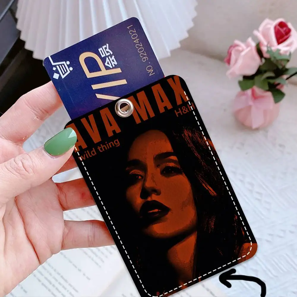 Singer Ava Max Don’t Click Play Cartoon Card Keychain Anime Fashion Pendant Bag ID Door Card Case Bus Card Cute Adult