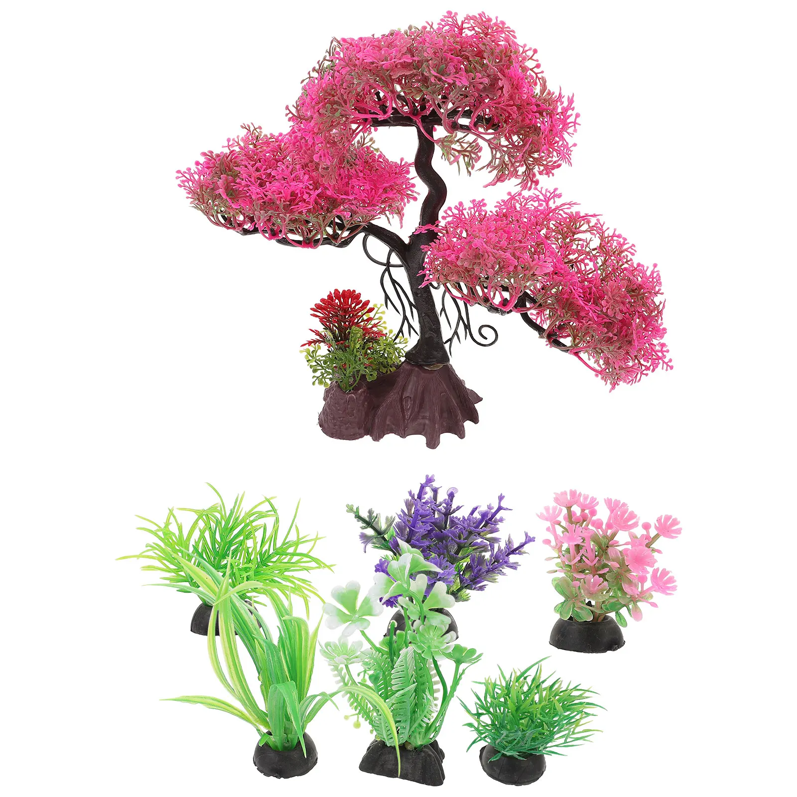 

7 Pcs Safe Freshwater Aquarium Plants Fake Plastic Tank Decorations Vivid Artificial Grass for Fish Tank L scaping Pets Supplies