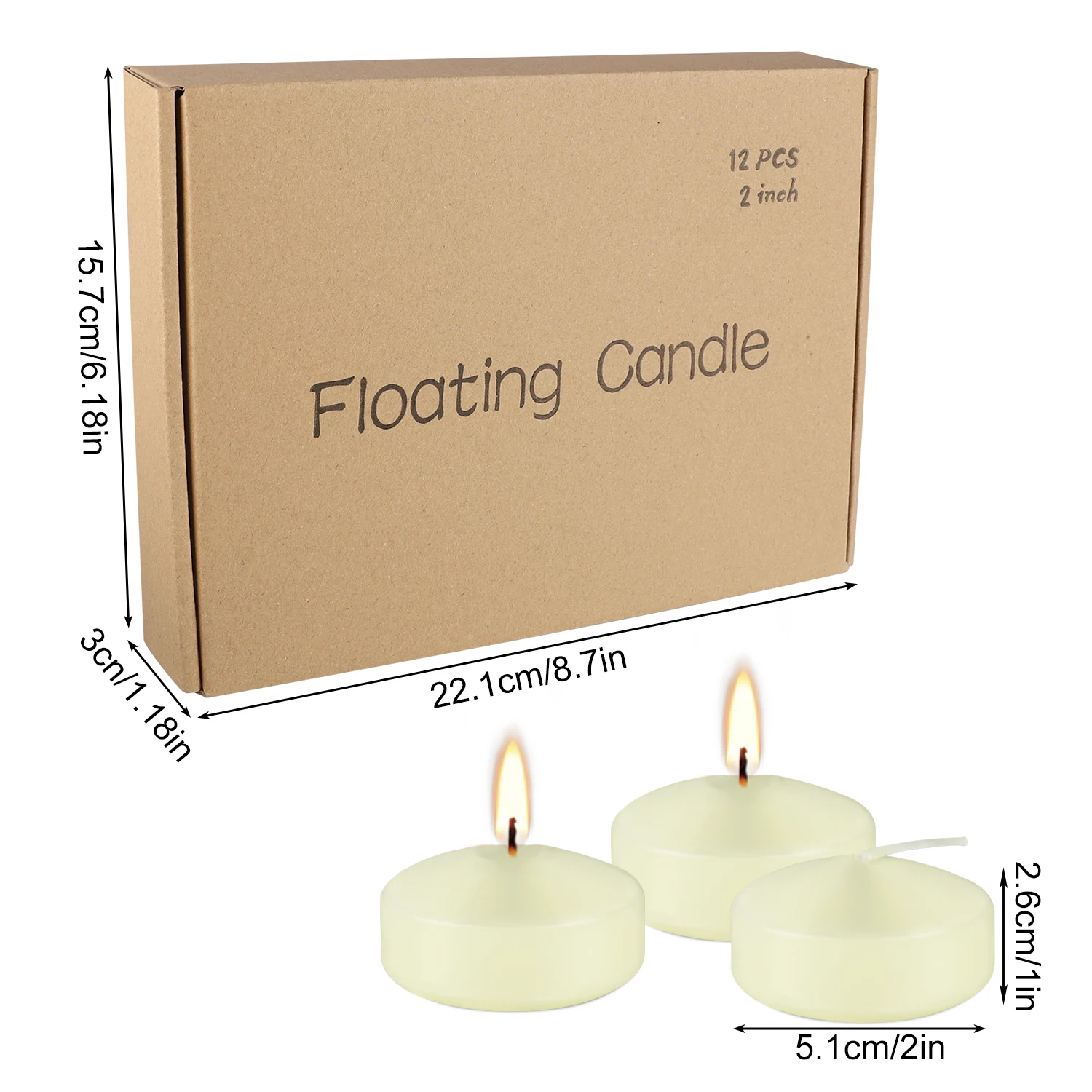 12 Pcs 2inch Ivory-Colored Floating Candles, Burn Time of 5-6 Hours, Floating Candles, Romantic Night, Portable Small Candle Set, Not Only a Beautiful Addition to Life, but Also the Best Choice for Co image 4