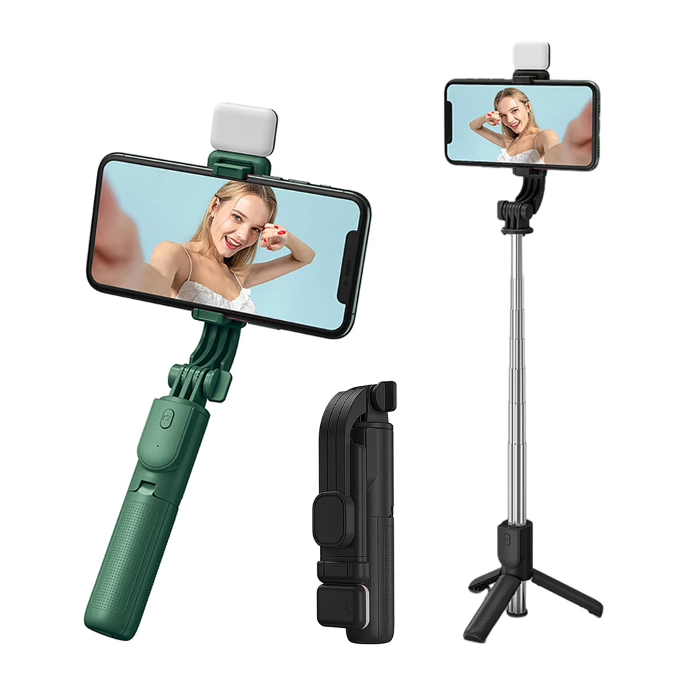 

Wireless Bluetooth Selfie Stick Mobile Phone Holder Foldable Portable Tripod Selfie Pole With Fill Light For IOS Android iPhone