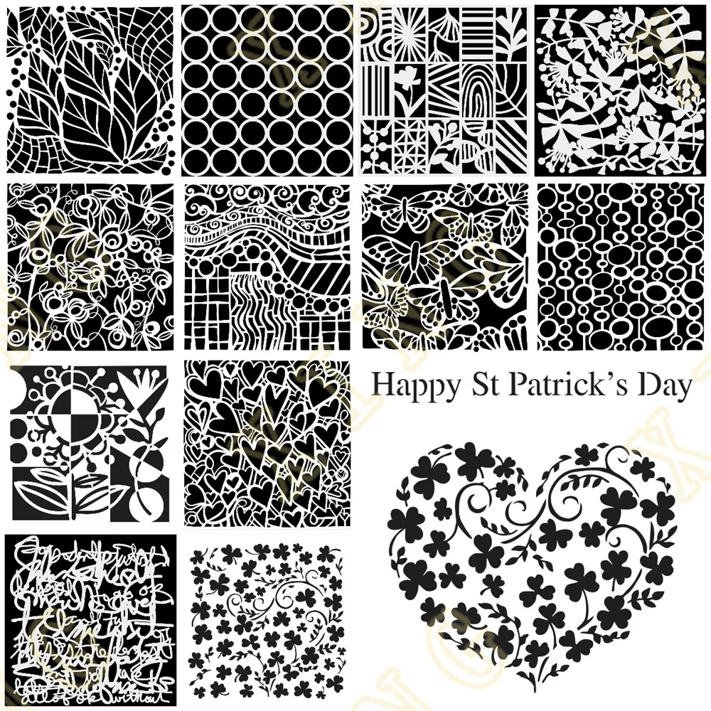 

Heart Leaves Flower Layering Stencils Painting diy Scrapbook Coloring Embossing Paper Card Album Craft Decorative Template