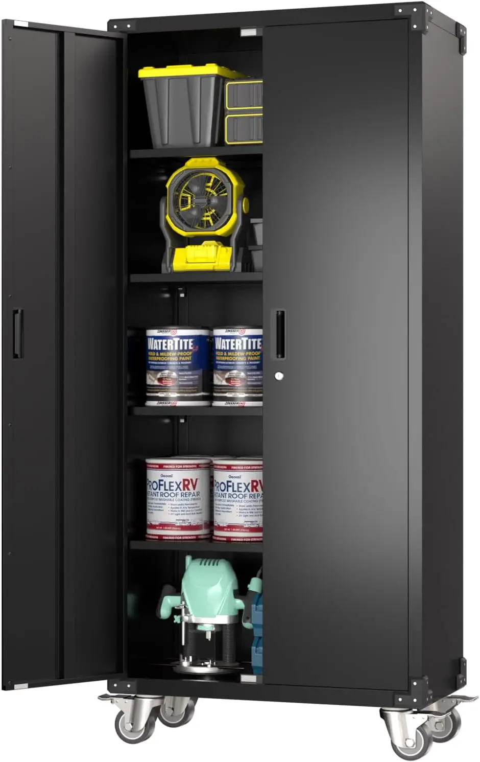 

Metal Garage Storage Cabinet with Wheels, Locking Metal Storage Cabinet