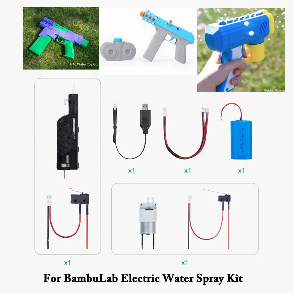 

For BambuLab Electric Water Spray Kit 02 Water-pistol Creator Program Hardware Components 3D Printed Water Toy Gun Marker World