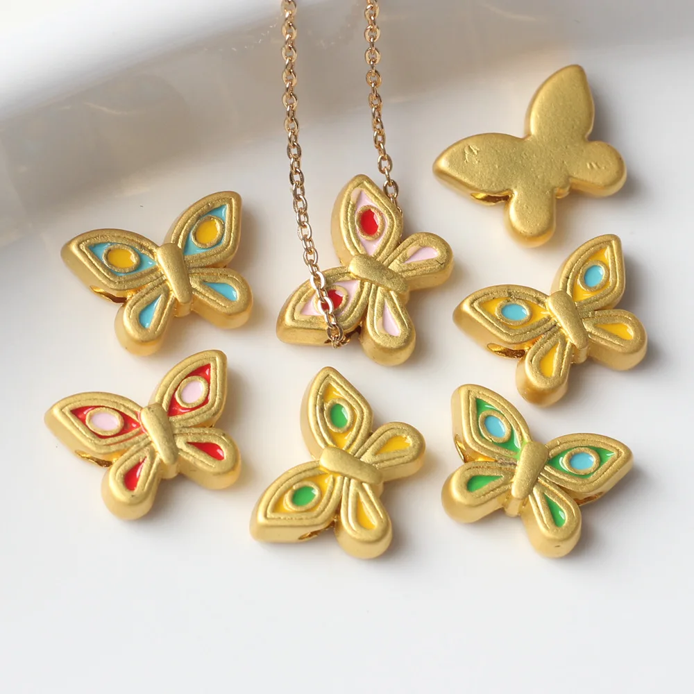 Zinc Alloy Enamel Charms Butterfly Beads Pendant DIY Necklaces Accessories 10pcs/lot Bracelet Charms Jewellery Making Supplies