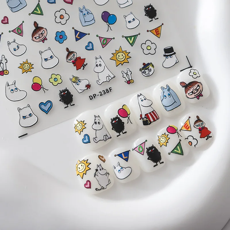 

Kawaii Anime Moomins Series Nail Stickers Cute Cartoon Character Creativity HD Printing New Craft Stickers Girls Gift