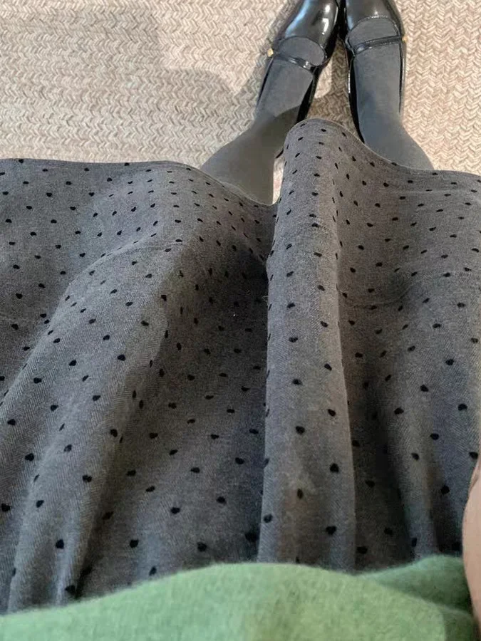 Koreanische Sle Hohe Taille A-linie Rock frauen Herbst Winter Polka Dot Tweed Plissee Elastische Taille Rock für Damen