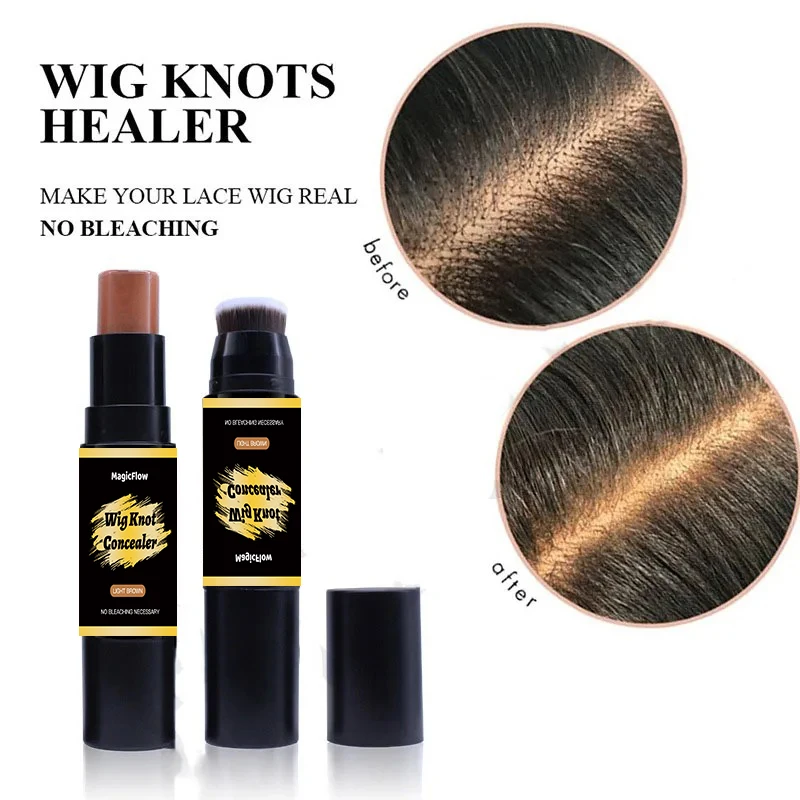 Wig Knots Healer with Brush 10G Waterproof Portable Lace Knot Concealer Light Brown Dark Brown Lace Tint