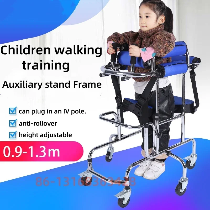 Adjustable Height Rolling Upright Walker with Seat and Brakes Walking Aid for Disabled Hemiplegia Stroke Patient