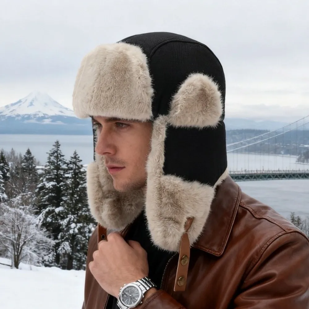 أزياء الصوف الأذن قبعة واقية سميكة يندبروف إيرفلاب قبعة الشتاء حماية الكورية نمط ليو فنغ قبعة التزلج