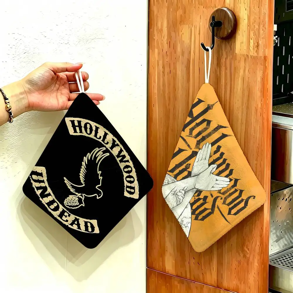Rock Band H-Hollywood Undead Singer Soft Polyester Cotton Towel, Hanging Kitchen Style Hand Wiping Cloth for Restaurant Home
