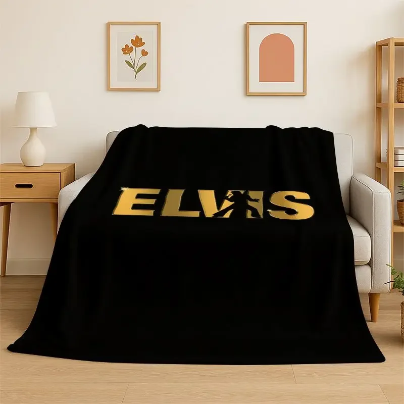 Retro The King E-Elvis Presley Soft Flannel Throw Blanket,Cozy Blanket for Bed,Couch,Sofa,Bedroom,Living Room,Travel,Picnic