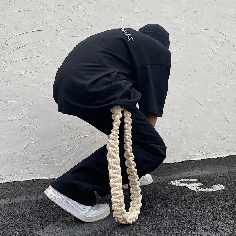 Men Women Handmade Crochet Vibe Style Trousers Chain Bag Strap ACC