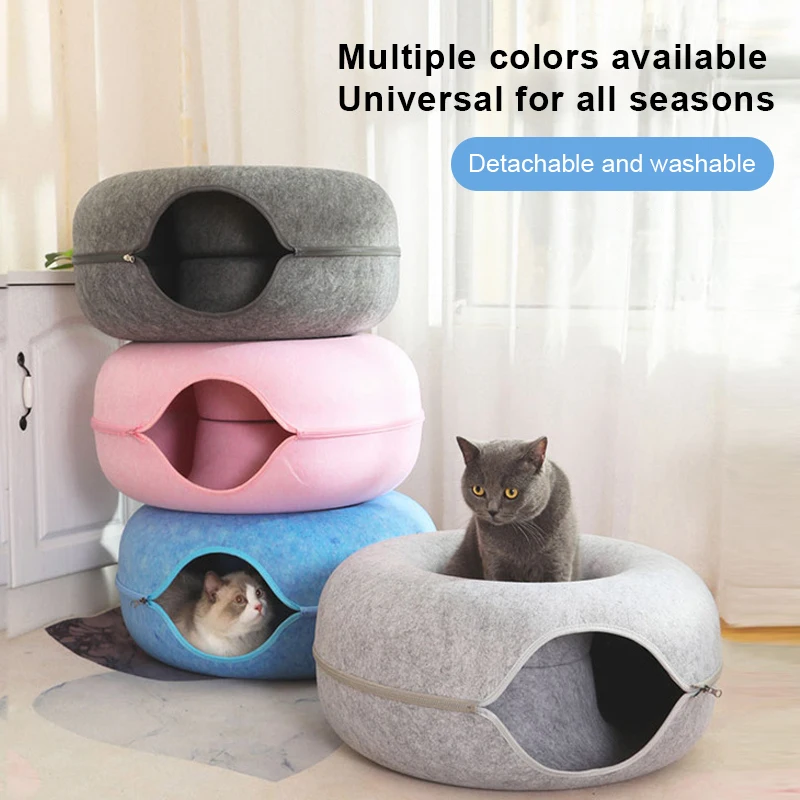Donut Katzen bett Haustier Katze Tunnel Spielzeug Kätzchen Haus Korb interaktives Spiel Kätzchen Sportgeräte Katze Training Spielzeug Katzen haus