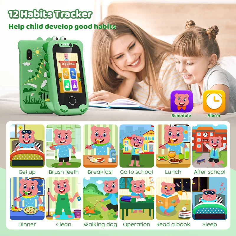 Kids Smart Phone Educational Toy Touchscreen Dual Camera Selfie MP3 Player 512MB Card Learning Musical Gift For Boys Girls