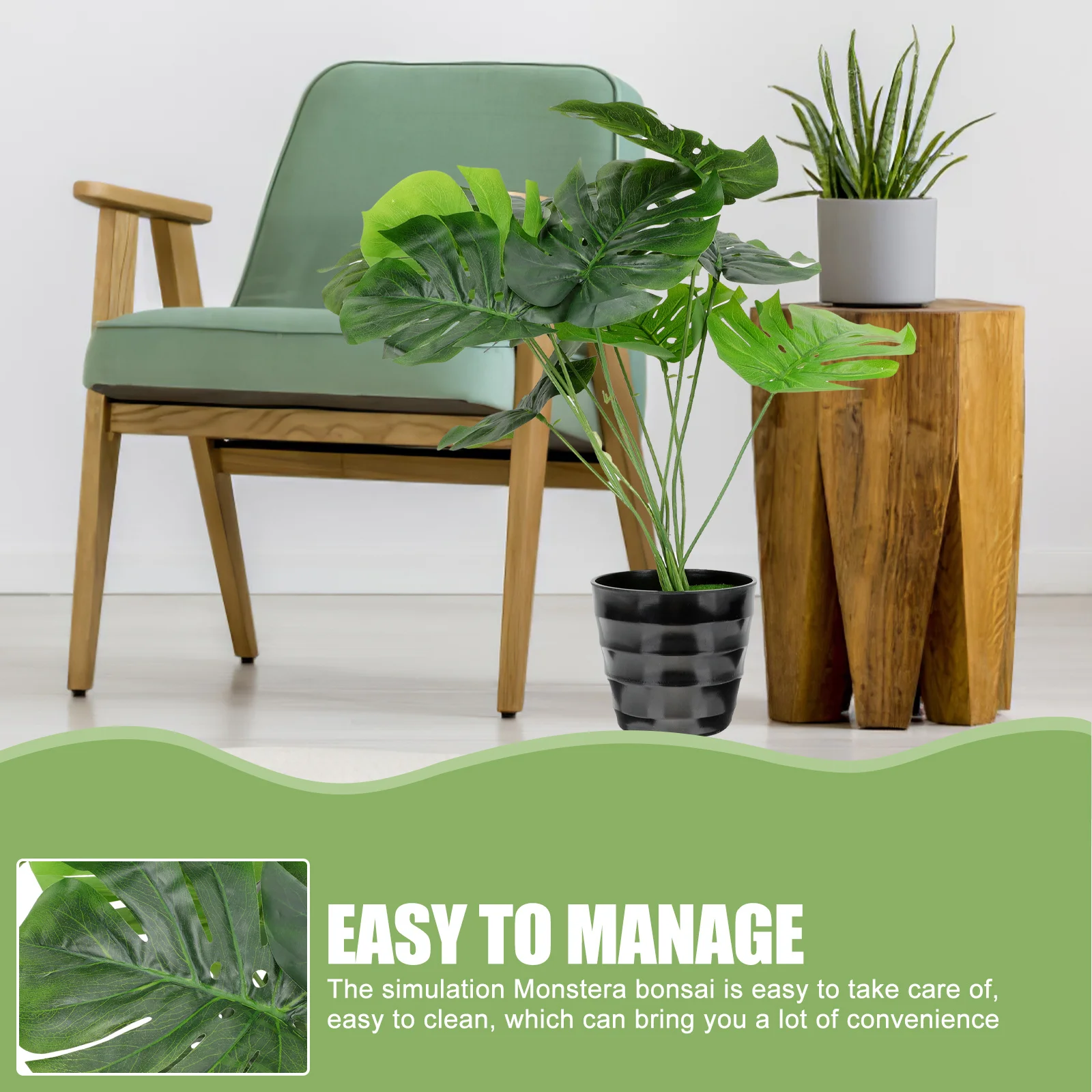 

Artificial Monstera Bonsai Fake Green Plant Lifelike Potted Decor For Home Office Desktop Party Indoor Decorative Plants