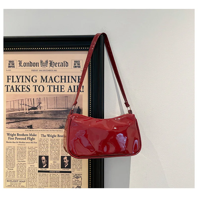 Glossy Crossbody Bag Trendy Waterproof Shoulder Bag Pink Underarm Bag Lightweight Mini Hobo Purse For Office Wear Parties Casual