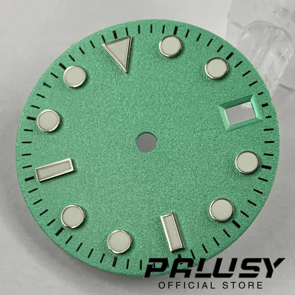 Luminous Watch Dial para o Movimento, Peças de Reposição Crown, 3 horas, 3,8 horas, Verde, NH35 NH35A 4R35, 28,5mm