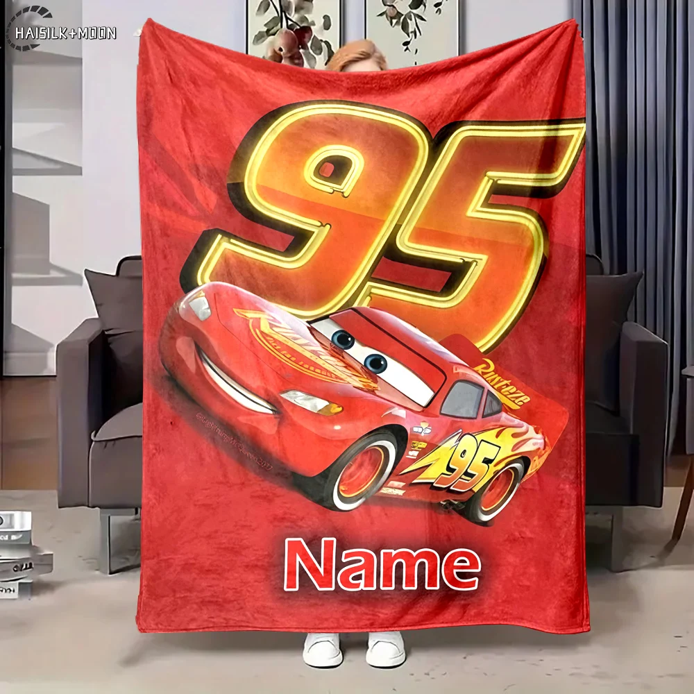 Custom Name Personalized Blanket Cars Lightning Mcqueen Print Adult Children Warm Blankets and Comfortable Blanket Holiday Gifts