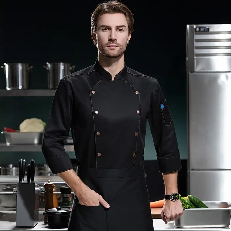 

Профессиональная кухонная куртка на заказ с печатью логотипа, персонализированным дизайном и узором, для ресторанов, кейтеринга, рабочая одежда, поварской халат