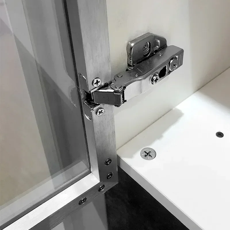 2Pcs Hardware Aluminum Frame Glass Door with Built-in Damping Hydraulic Buffer Mute Alloy Aircraft Base Cold Rolled Steel Hinge