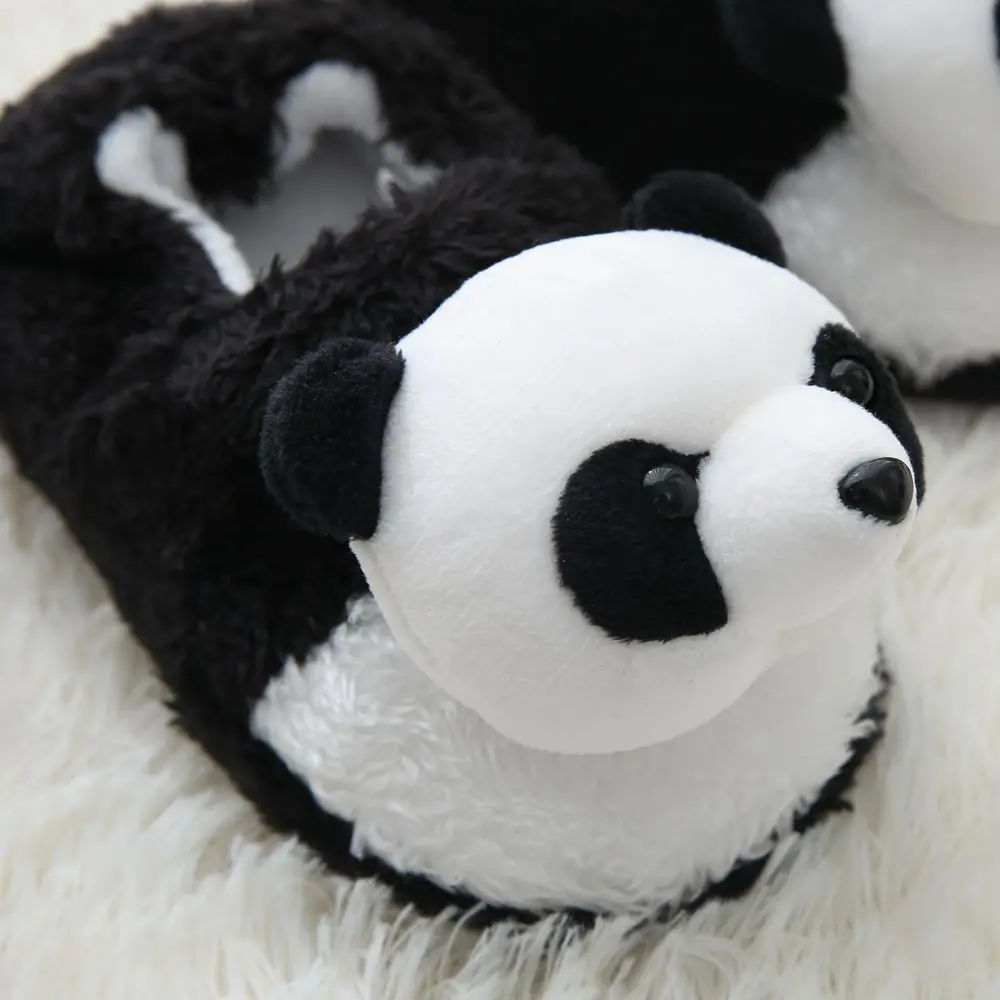 Winter Panda Slippers Kids Toddler Girl Non-slip Boys Fur Slides Cotton Indoor Shoes Warm Fluffy House Children Slipper