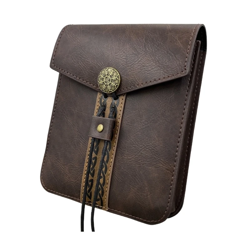 Old Styles Belt Bag Multifunctional Coin Purse Side Pack PU Leather Coin Purse Medieval Waist Bag Cube Bag Waist Pack R66E