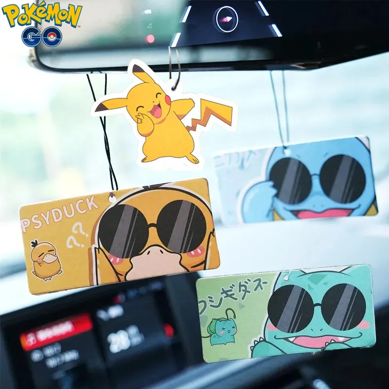 Pokemon Psyduck Squirtle Car Fragrant Tablets Kawaii Anime Pikachu Bulbasaur Perfume Pendant Car Interior decoration kids Gifts