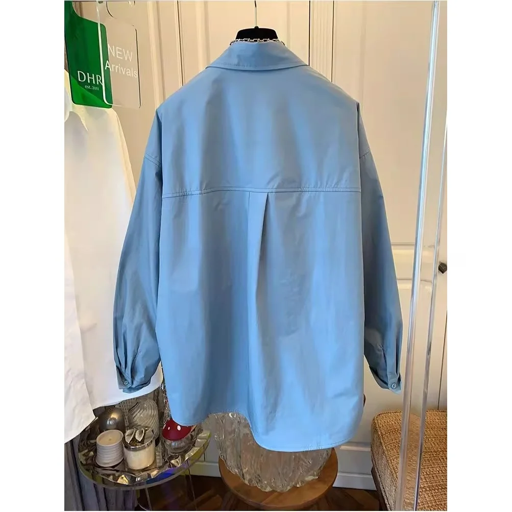 Extra grande 300 Pou azul Casual largo Sve hombres irt otoño cubierta diseño antiguo moda poliéster suelta ajuste Faionable