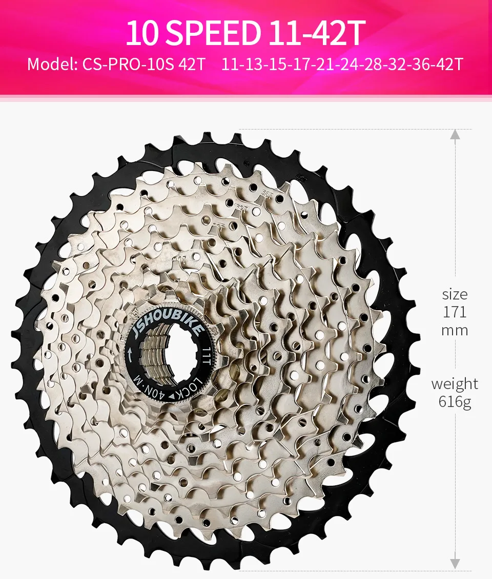 JSHOUBIKE MTB Fahrradkassette 10-Gang Freilauf 32T/36T/40T/42T/46T/50T Kraftsparend/Leichtgewichtig Für SHIMANO/SRAM – Detail 14