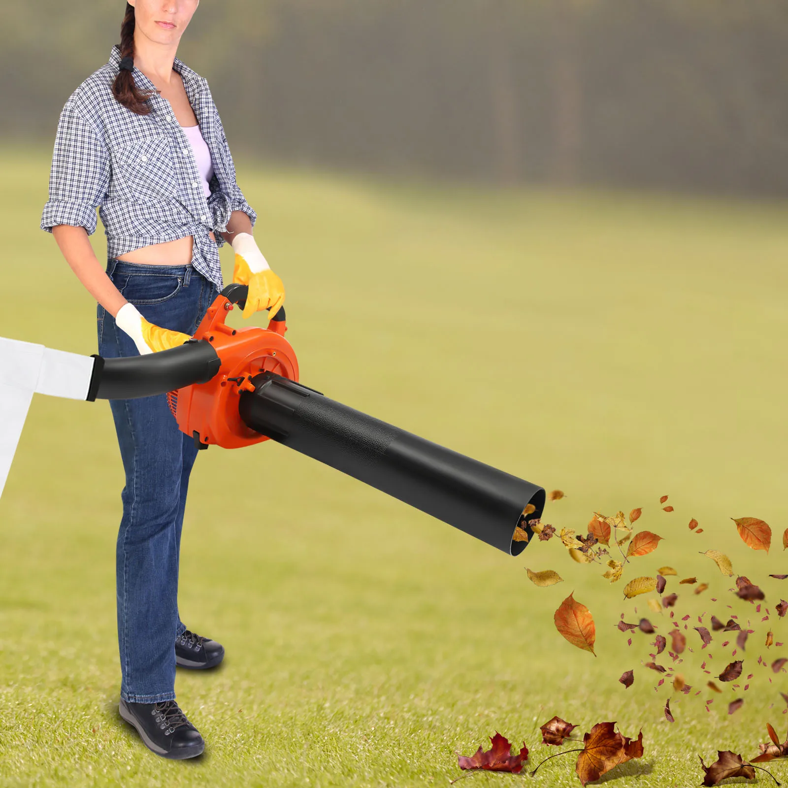 25.4cc 2 السكتة الدماغية منفاخ غاز محمول 0.75kw تعمل بالغاز منفاخ أوراق الشجر 7000 دورة في الدقيقة 2-دورة الثقيلة الغاز يده منفاخ أوراق الشجر البرتقالي