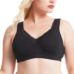 BCHRAYIUP Women's Plus Size Bra Full Coverage Non-Wired Non-Padded Minimizer Cotton Bra 34 36 38 40 42 44 46 48 50 52 ABCDEFG