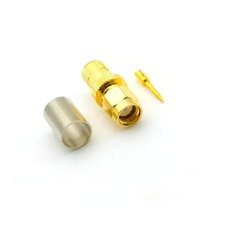 100PCS Adapter Copper SMA Male Plug RF Coax Jack Crimp For RG5 RG6 5D-FB H155 LMR300 Cable Straight Connector New