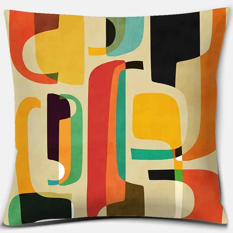 Abstract colorful wildflower mountain geometric square pillowcase home decoration car sofa cushion cover（45cm*45cm）