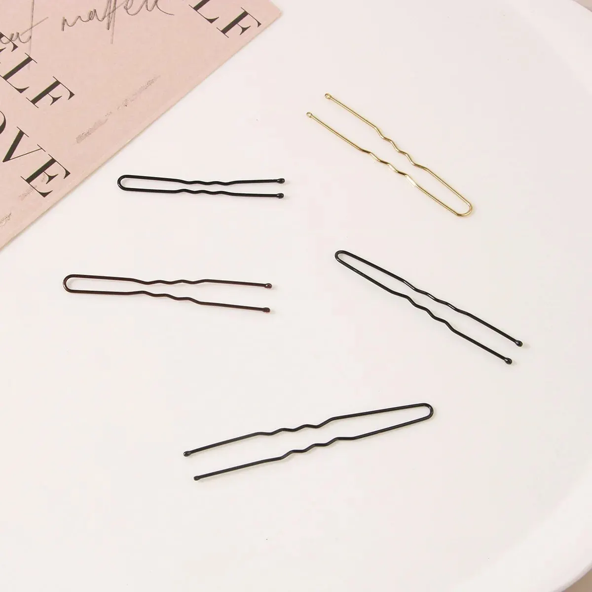 50 Pieces U-Pin Hairpin Simple Black Hairpin, No Paint, No Deformation, Invisible Hairpin for Women Bridal Hair Pin