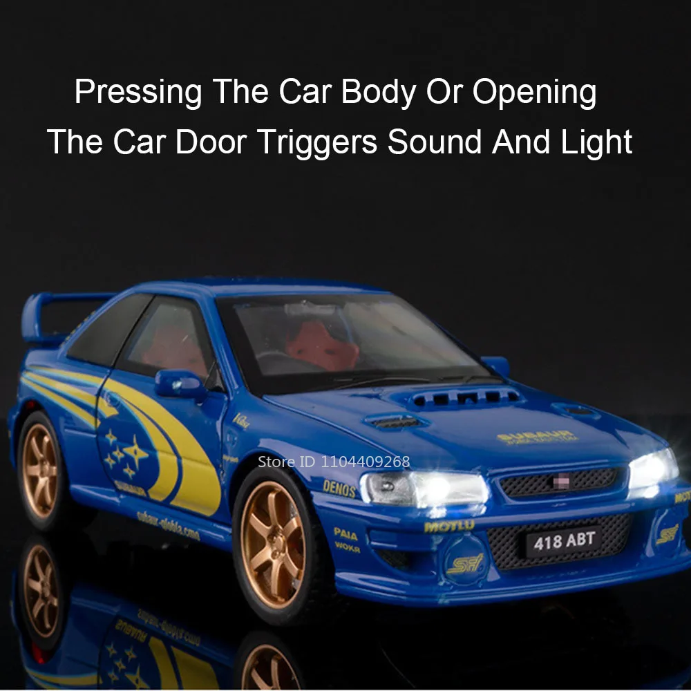 1:32 Subaru Impreza MITSUBISHI EVO 911GT3 Modello di auto Giocattolo Corpo in metallo Porte aperte Suono Luce Tirare indietro Modelli Migliori regali di compleanno
