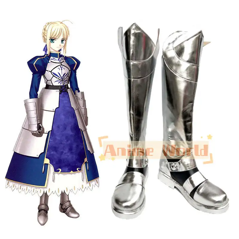 Fate Stay Night Saber Artoria Pendragon Shoes Cosplay Boots Halloween Carnival Boots Custom Made