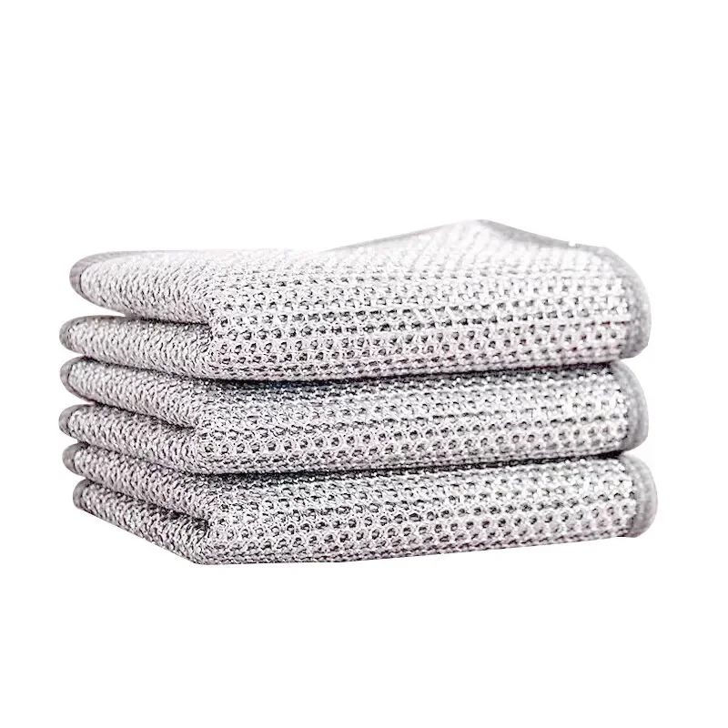 5pcs Multifunction Wire Dishwashing Rags Non-Scratch Dishcloth Easy Rinsing Reusable Wire Kitchen Cleaning Cloth Dish Towels