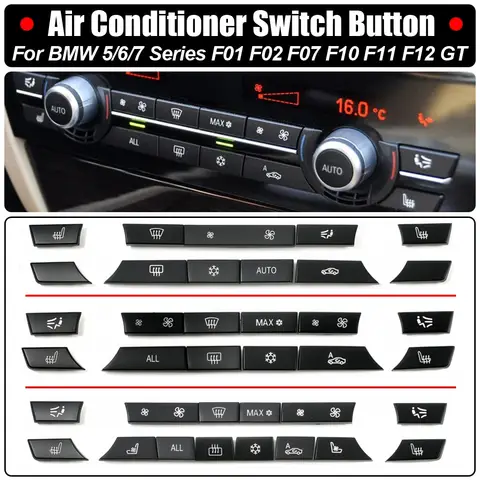 A/C 히터 기후 에어컨 제어판 BMW 5/7 시리즈 F07 GT/F10/F11 F01/F02 용 팬 속도 버튼 커버 자동차 스타일링