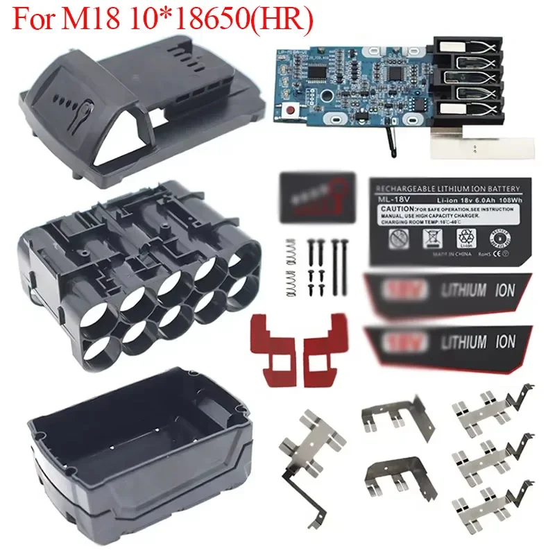 

For M18 Li-ion Battery Plastic Case PCB Charging Protection Board Box Shell For Milwaukee 18V Lithium Battery Housing 6Ah Label