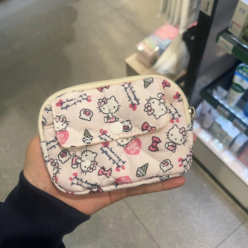 

New Sanrio Hello Kitty Coin Purse Multi Functional Zero Wallet Portable Cosmetic Bag CCD Storage Bag Makeup Case Gifts for Girls