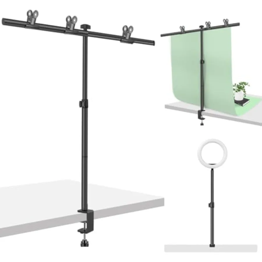 

Small Backdrop Stand 3x3.3ft Adjustable Photo Backdrop Stand Kit with 3 Clamps Portable Background Stand Support for Parties Ph