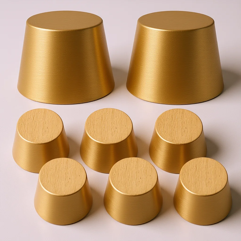 8Pcs Brass Furniture Feet Stable Conical Riser Pads for Wooden Display Tray Cutting Board Jewelry Box Hardware