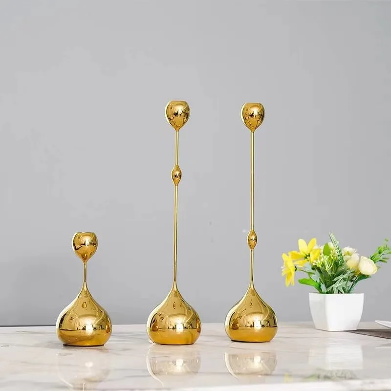 

Metal Water Drop golden Candlestick Simple Wedding Decoration Bar Party Living Room Decor Home Table Candlestick