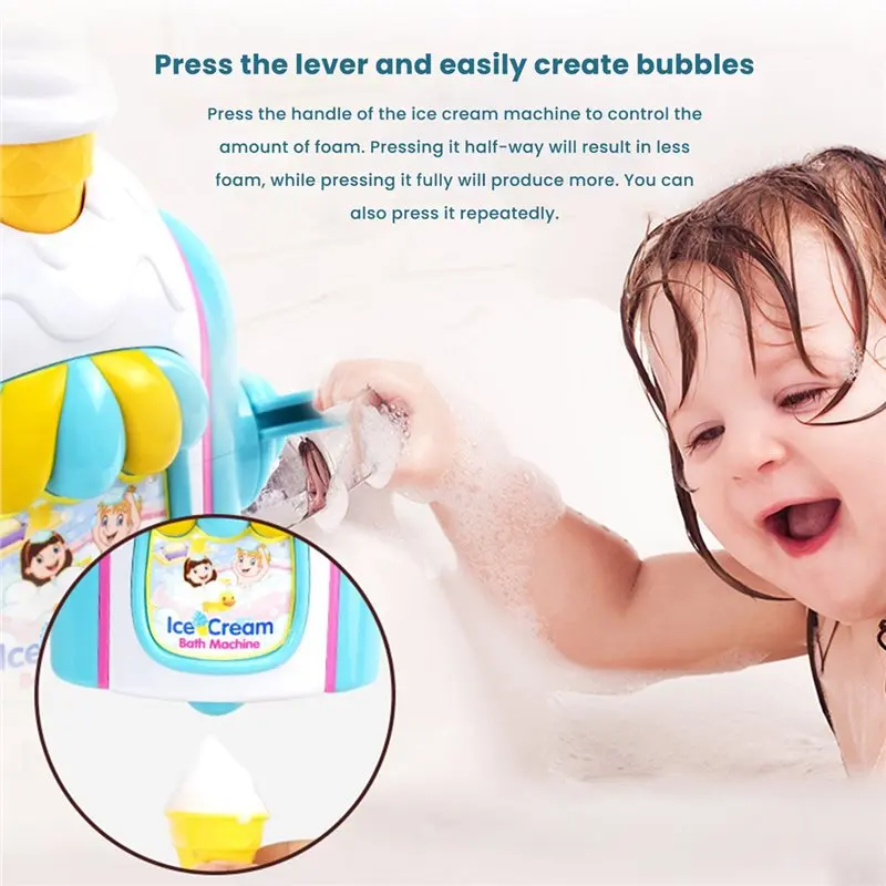 Car Bath Toddler Ice Cream Foam Machine Powerful Suction Bubble Play Machine Ice Cream Maker