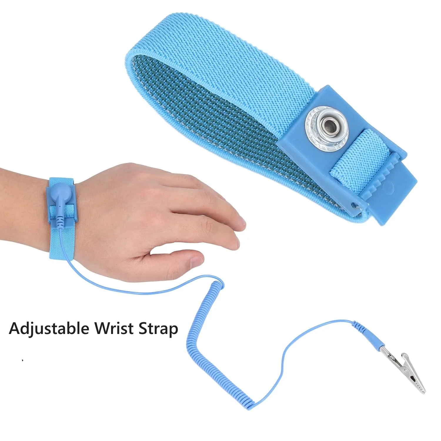Anti Static Wrist Strap Grounding Bracelet with Alligator Clip& Extendable Cable ESD Bracelet Wristband for Electronic Equipment