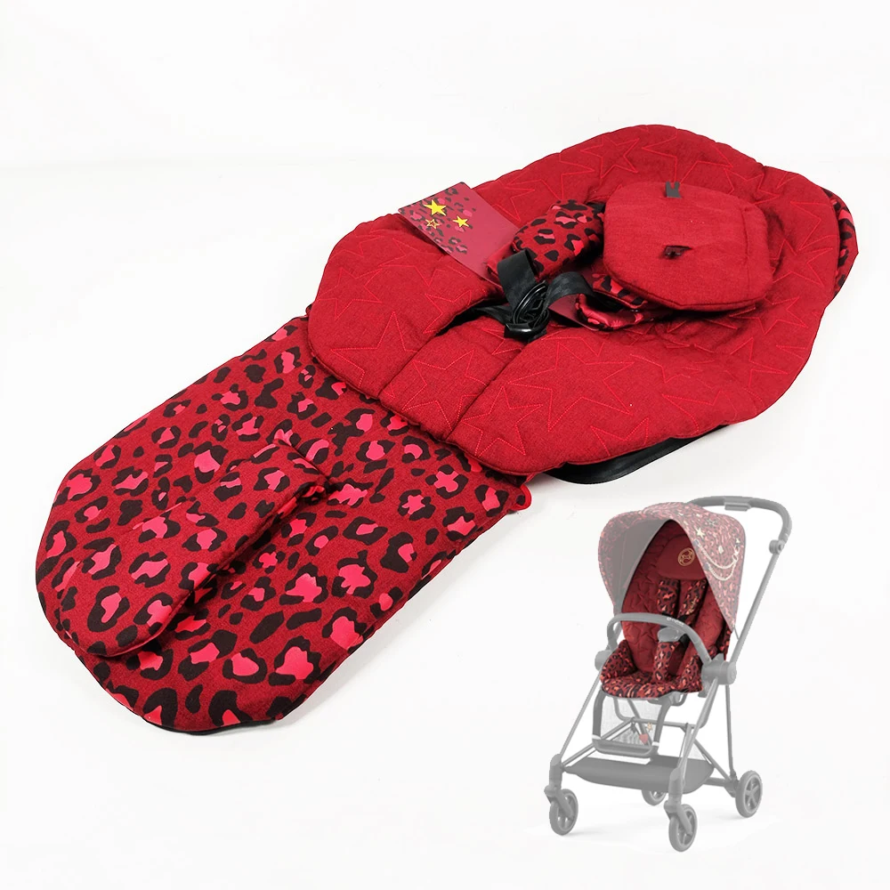 Stroller Sear Cushion For Mios 3 Rockstar Seat Pack Rosenrot Red Dark Red Fabric With Belt And Protective PAD Pillow Buggy Part
