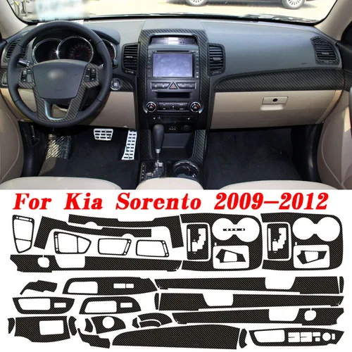 Imagen 2 del producto Manija de puerta de Panel de Control Central Interior para Kia Sorento, pegatinas de fibra de carbono 3D 5D, calcomanías, accesorios de estilo de coche, 2009-2012