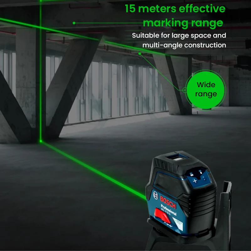 Bosch Professional GCL 2-15 G Green Laser Level High Precision Cross Line Laser Self-Leveling Optical Instrument w Rotating Base