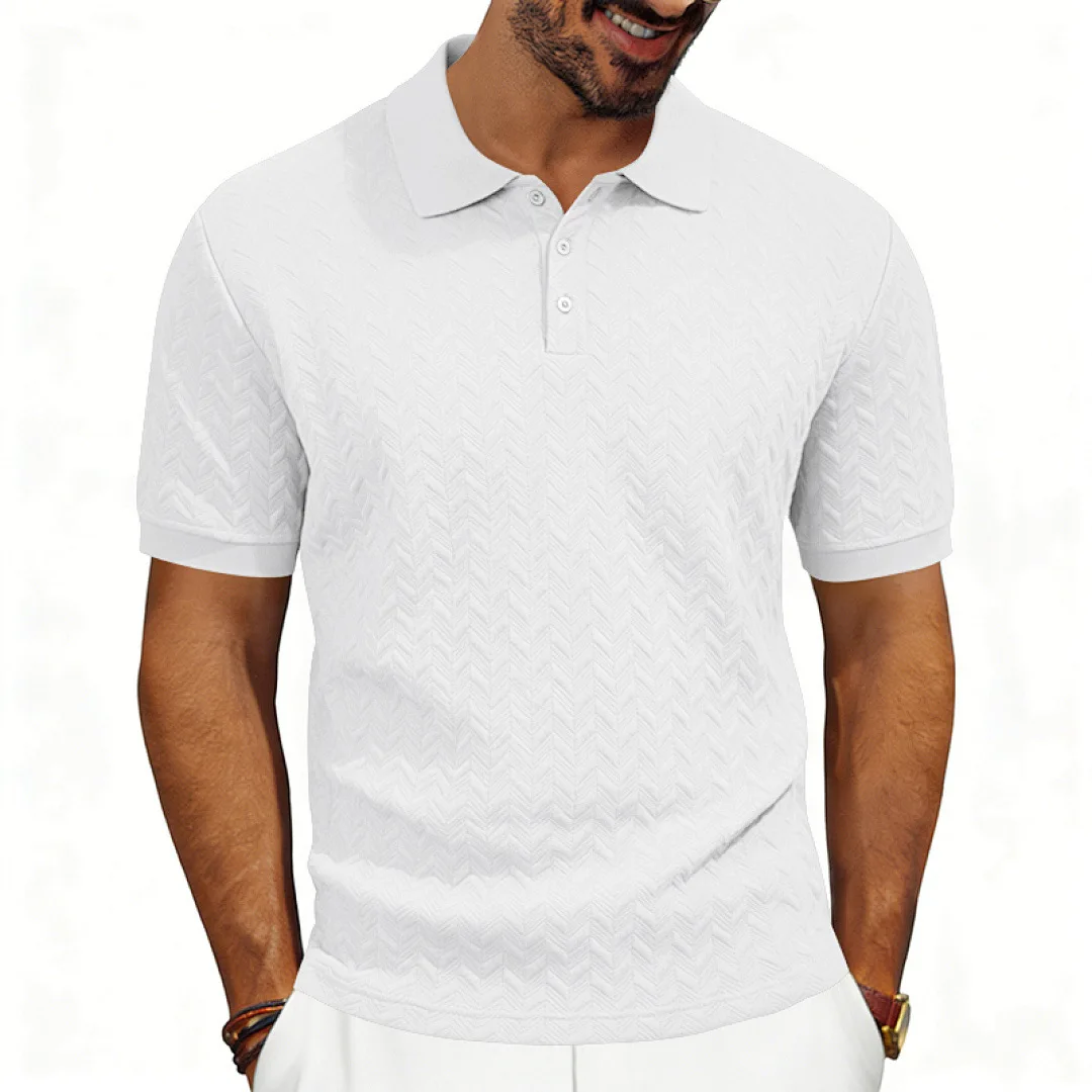 Grenzüberschreitendes Amazon American Heavy-Duty Polo-Shirt mit lockerem Texturmuster, einfarbig, Jacquard, lässig, schlicht, trendig, kurzärmelig – Detail 10